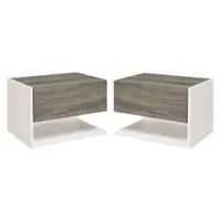 HOMCOM Set 2 Noptiere Suspendate, Dulapuri de Dormitor cu Design Modern, Spațiu de Depozitare, 35x32x22.5cm, Stejar și Negru | Aosom Romania
