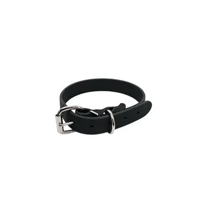Zgarda din piele simplă - Negru - 35 cm