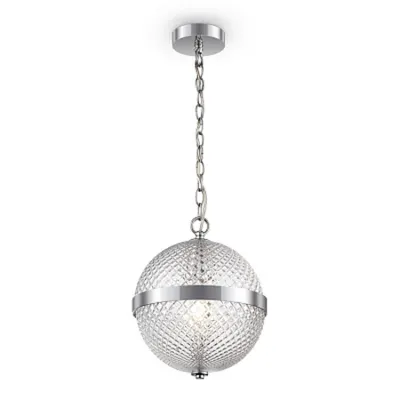 Corp de iluminat susendat Yonkers - H(min) 500mm, H(max) 1455mm, ⌀ 235mm , Transparent, 1 X E27 (60W), Metal, Glass, IP20, 2.53kg