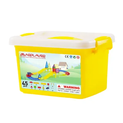 Set de constructie magnetic 3d - circuit masinute (45 piese)