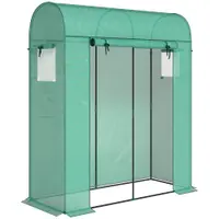 Outsunny Sera de Balcon cu Ușă și Ferestre Rulante, Sera pentru Grădină cu Structură din Oțel și Acoperiș PE, pentru Plante, Legume, Flori, Fructe, Anti UV, 170x68x200 cm, Verde | Aosom Romania