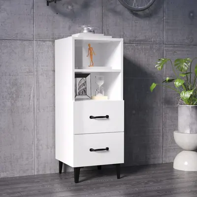 Gossi servanta, alb extralucios, 34,5x34x90 cm, lemn prelucrat