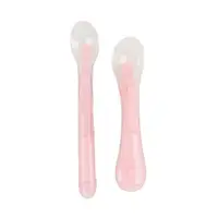 Set 2 lingurite flexibile din silicon KidsCare roz somon