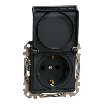 Sedna Design, Priza 2P+E cu obturatoare si capac, antracit