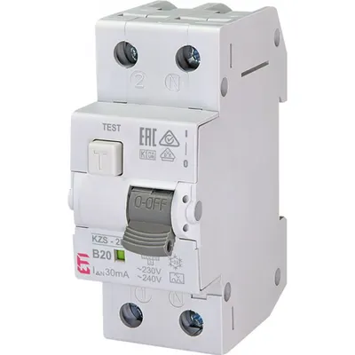 KZS-2M Intrerupatoare de curent rezidual cu protecție la supracurent, 2 module, tip A și AC KZS-2M A B20/0.03
