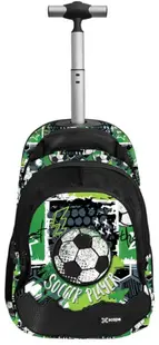 Ghiozdan cu roți Graffiti Xscape - Football Soccer, cu 3 compartimente