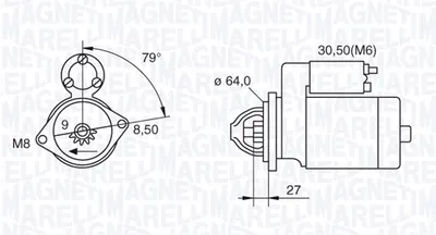 Electromotor (12v, 1,3kw) Alfa Romeo Mito; Fiat 500, 500 C, Doblo, Doblo Cargo, Fiorino, Grande Punto, Idea, Linea, Palio, Panda, Punto, Qubo; Lancia Musa, Ypsilon; Opel Astra H, Combo 1.3d 1.9d Dupa