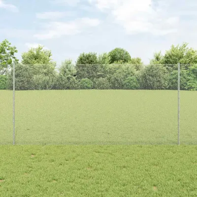vidaXL Gard hexagonal cu stâlp 25 x 1,2 m Oțel Galvanizat Argintiu