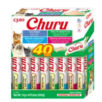 INABA Churu Creamy Varieties, Ton și Fructe de Mare, cutie recompense fără cereale pisici, (piure), 560g