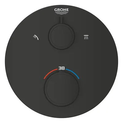 Unitate comanda Grohe Grohtherm, aparenta, termostat, 2 iesiri, necesita valva, mat, negru, 1022082430
