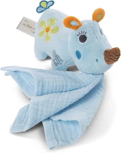 Jucărie de pluș Nici 3D Muslin - Manufi Rinocerul, 13 cm