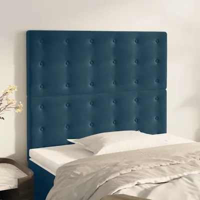 vidaXL Tăblie de pat albastru închis 80x5x118/128 cm catifea