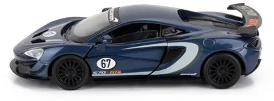 Mașinuță metalică Tayumo - McLaren 570S GT4, #67, cu sunet și lumină, 1:32, albastră