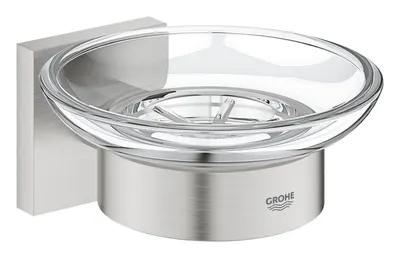 Savoniera Grohe, Start Cube Soap Dish w.holver, montare pe perete, fixare ascunsa, cu suport, super steel, crom mat