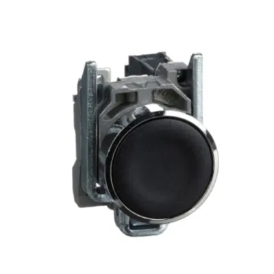 Buton incastrat complet, negru Ø22 cu revenire cu arc 1NO nemarcat