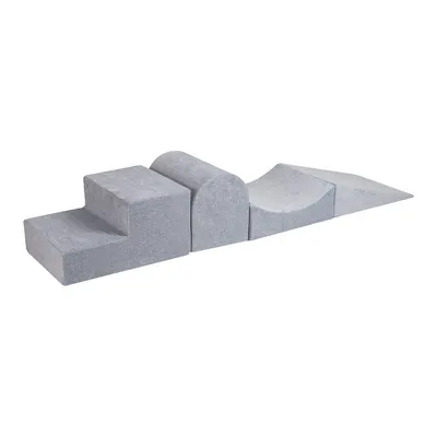 Teren de joacă din spumă gri deschis 4 buc. din catifea înălțime 30 cm 45x193 cm Montessori – Meowbaby