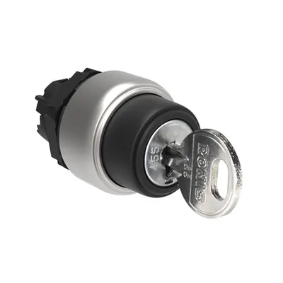 Selector cu Cheie Ø22mm Platinum Series, 3 Pozitii, 1 - 0 - 2 With Different Key Code. Withdral At 1 Or 0 Or 2