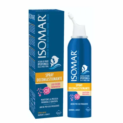 Spray nazal Isomar cu efect decongestionant cu apa de mare hipertonica si acid hialuronic 12+, 100ml, Euritalia