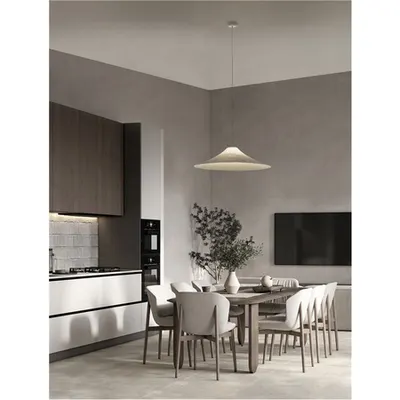 Lampa suspendata OKET Nisipiu Alb Mulberry Silk & Acrylic LED E27 1x12 Wat 220-240 Volt IP20 Fara bec