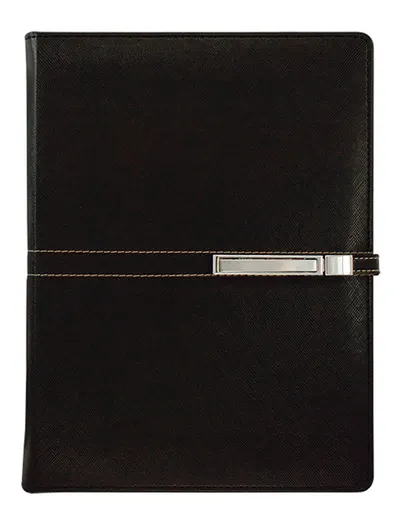 Agenda din piele Alicante Superior A5 - Neagra, cu inele si incuietoare