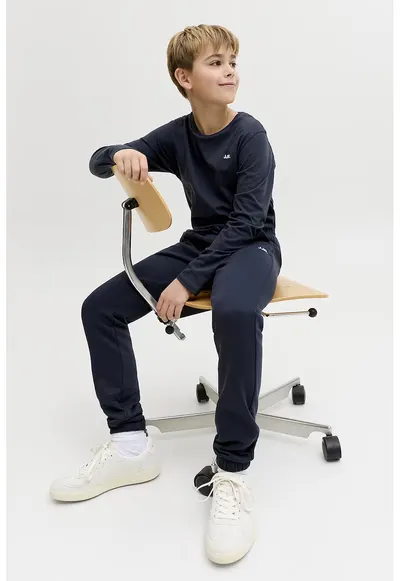 Pantaloni de trening din amestec de bumbac cu snur in talie - Albastru inchis