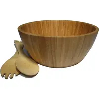 Bol pentru Salata si 2 Ustensile, din Bambus, 25 x 25 x 10 cm, Grunberg