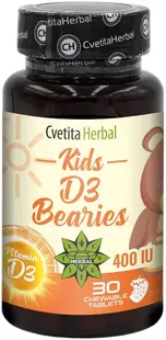 Kids D3 Bearies, 10 mcg, 30 tablete, Cvetita Herbal