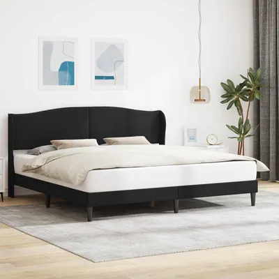 vidaXL Cadru de pat cu headboard Negru 200 x 200 cm Piele artificială
