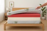 Husa pentru saltea Somnart Aloe Vera matlasata, lavabila cu fermoar 4 laturi 90 x200 x 14 cm