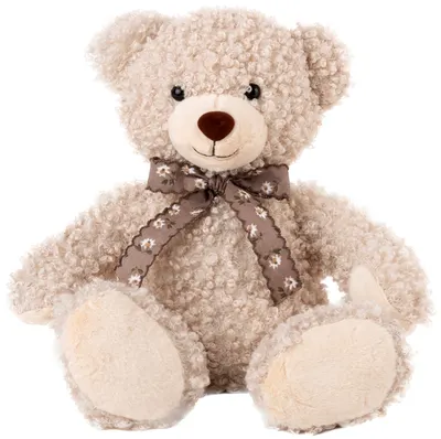 Jucărie de pluș Amek Toys - Ursuleț creț cu panglică, 30 cm