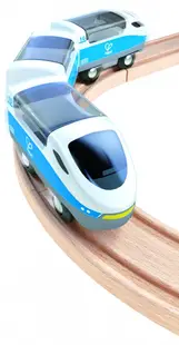 Set din lemn Hape - Tren interurban, Bluetooth, albastru