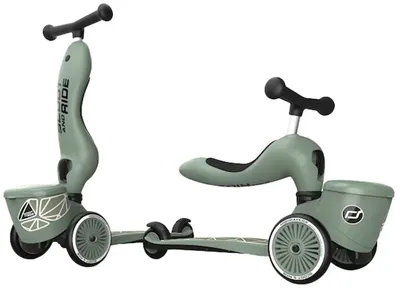 Trotinetă și bicicletă de echilibru 2 în 1 pentru copii Scoot & Ride - HighwayKick 1 Lifestyle, Green lines