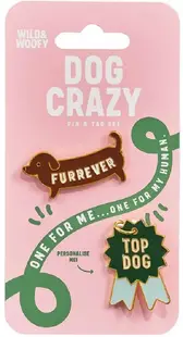 Set insigna si medalion pentru zgarda cainelui - Dog Crazy