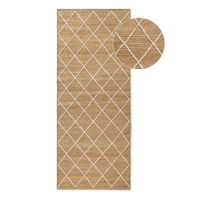 Covor tip traversă în culoare naturală țesut manual din iută 80x200 cm Kunu – Hanse Home