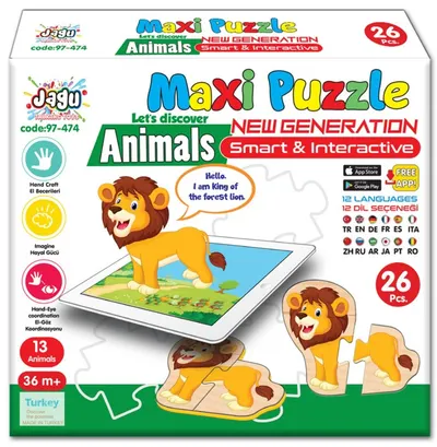 Puzzle educativ vorbitor Jagu - Safari, 26 de piese
