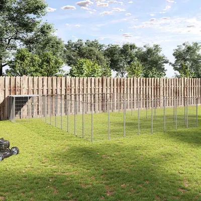 vidaXL Padoc pentru câini, argintiu, 37,51 m², oțel