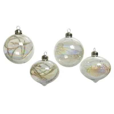 Glob decorativ - Bauble Glass Iridescent Dried Flowers / Grasses - mai multe modele