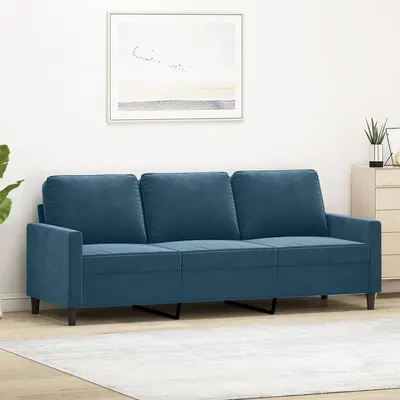vidaXL Canapea cu 3 locuri, albastru, 180 cm, catifea