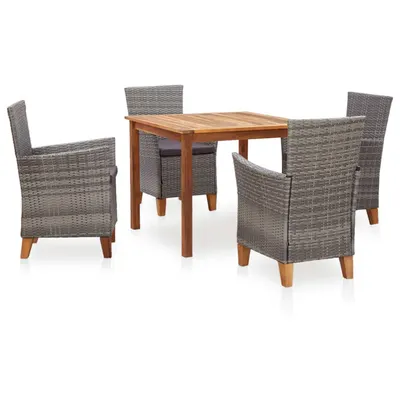 Gossi set mobilier de exterior, 5 piese, gri, poliratan, lemn acacia