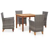 Gossi set mobilier de exterior, 5 piese, gri, poliratan, lemn acacia