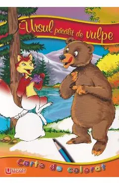 Ursul pacalit de vulpe. Carte de colorat A5