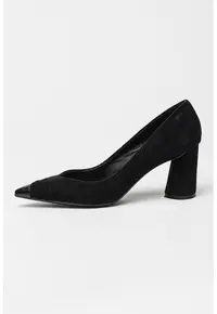 Pantofi din piele intoarsa cu varf ascutit - Negru