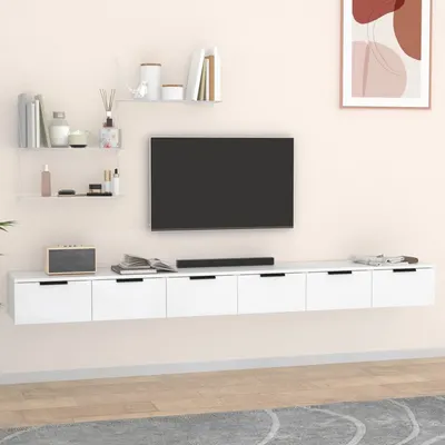 vidaXL Dulapuri perete, 2 buc., alb, 102x30x20 cm, lemn prelucrat