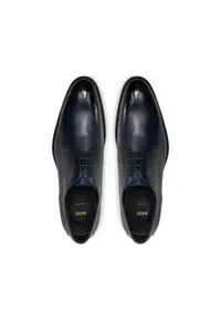 Pantofi barbatesti - piele naturala - bleumarin - inchidere cu sireturi -
