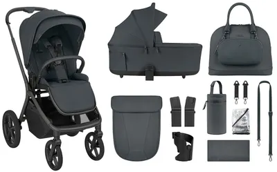 Cărucior combinat 2 în 1 pentru bebeluși KikkaBoo Platinum – Goya, Graphite