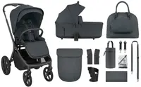 Cărucior combinat 2 în 1 pentru bebeluși KikkaBoo Platinum – Goya, Graphite
