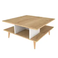 Masuta de cafea AKYA, stejar + alb, 89x89x44 cm