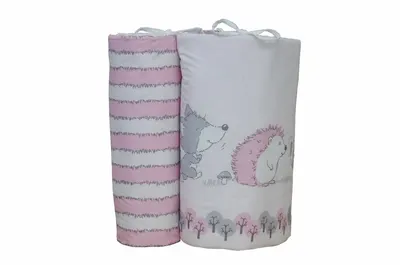 Set protectii patut Odette Pink din bumbac 70x120 cm
