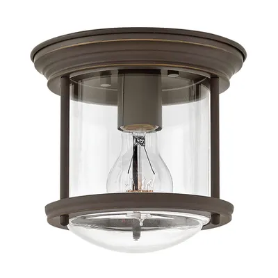 Corp de iluminat decorativ pentru exterior, Hadrian 1 Light Flush Mount – Clear Glass – Oil Rubbed Bronze