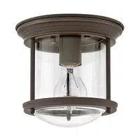 Corp de iluminat decorativ pentru exterior, Hadrian 1 Light Flush Mount – Clear Glass – Oil Rubbed Bronze